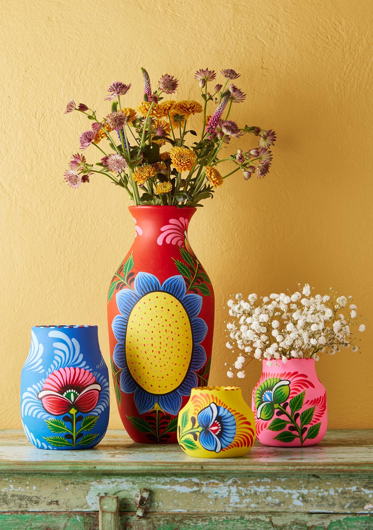handpainted terracotta sunflower vase