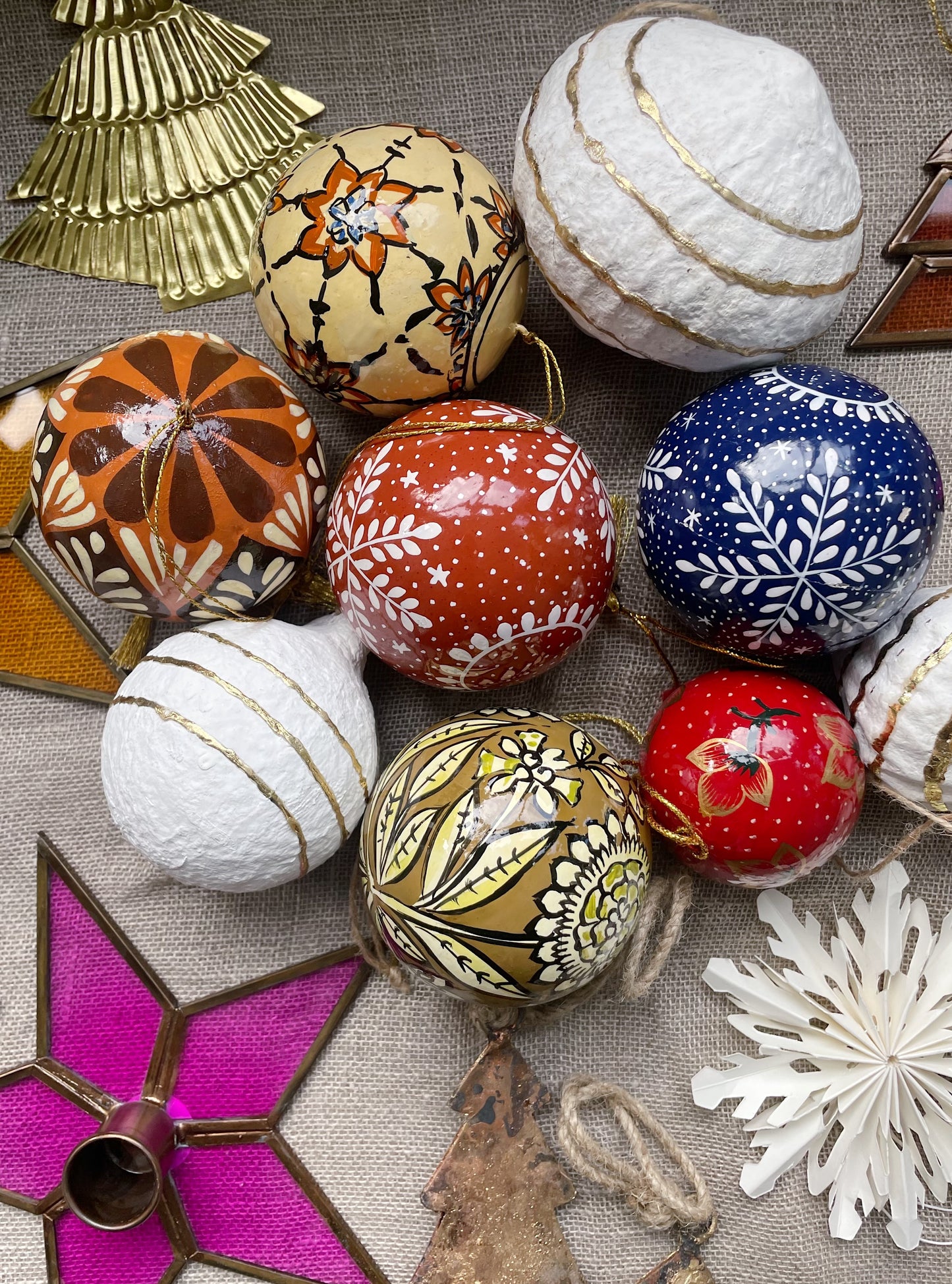handmade recycled paper baubles