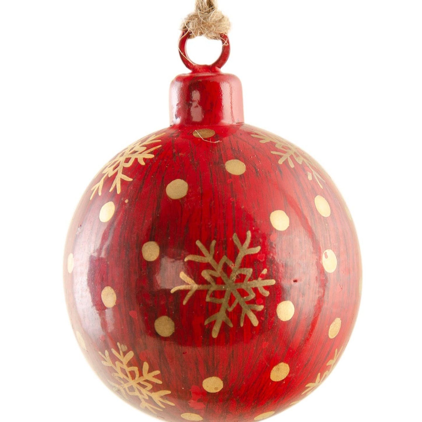red and gold hand painted bauble