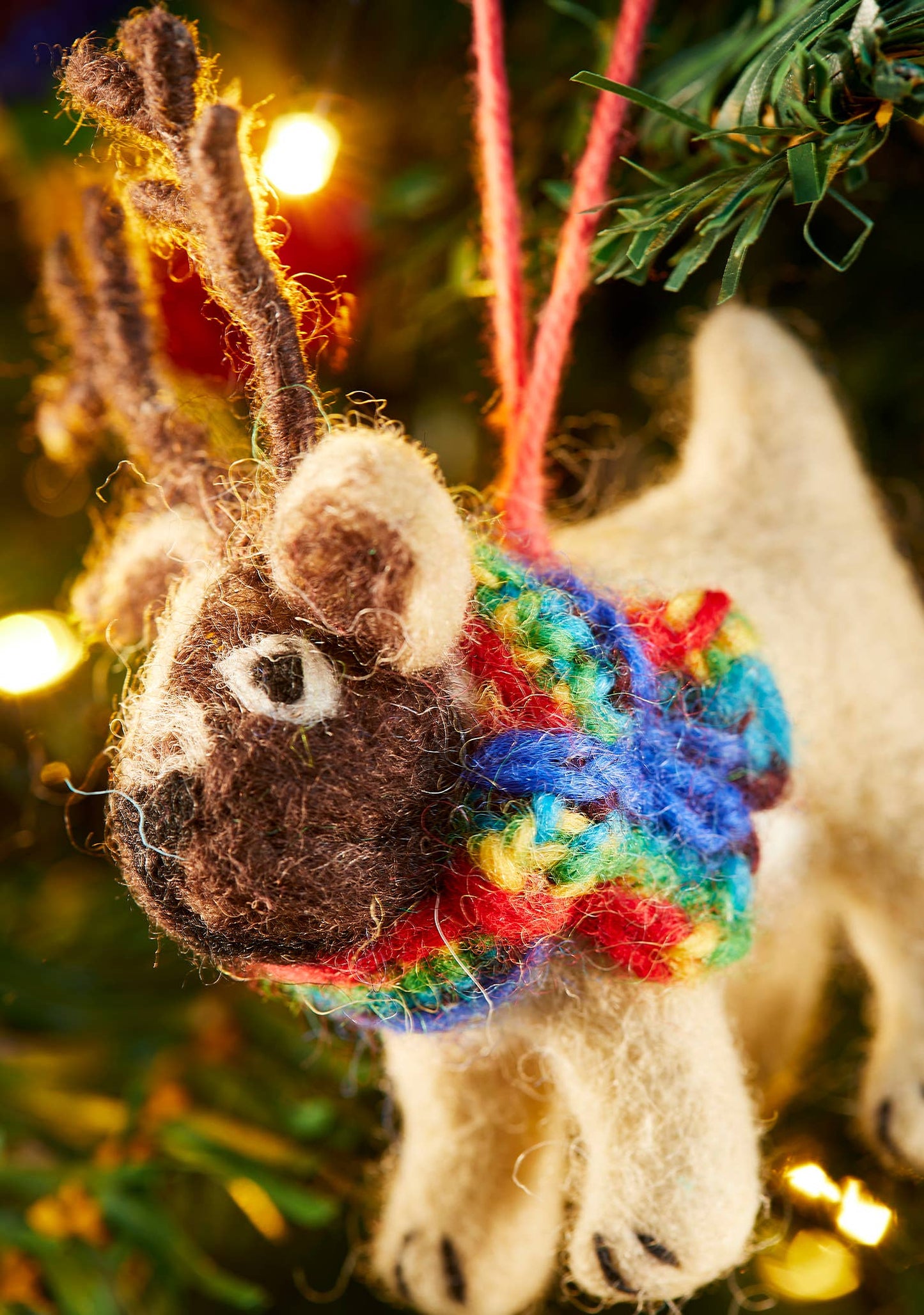 handmade felt pug with antlers decoration