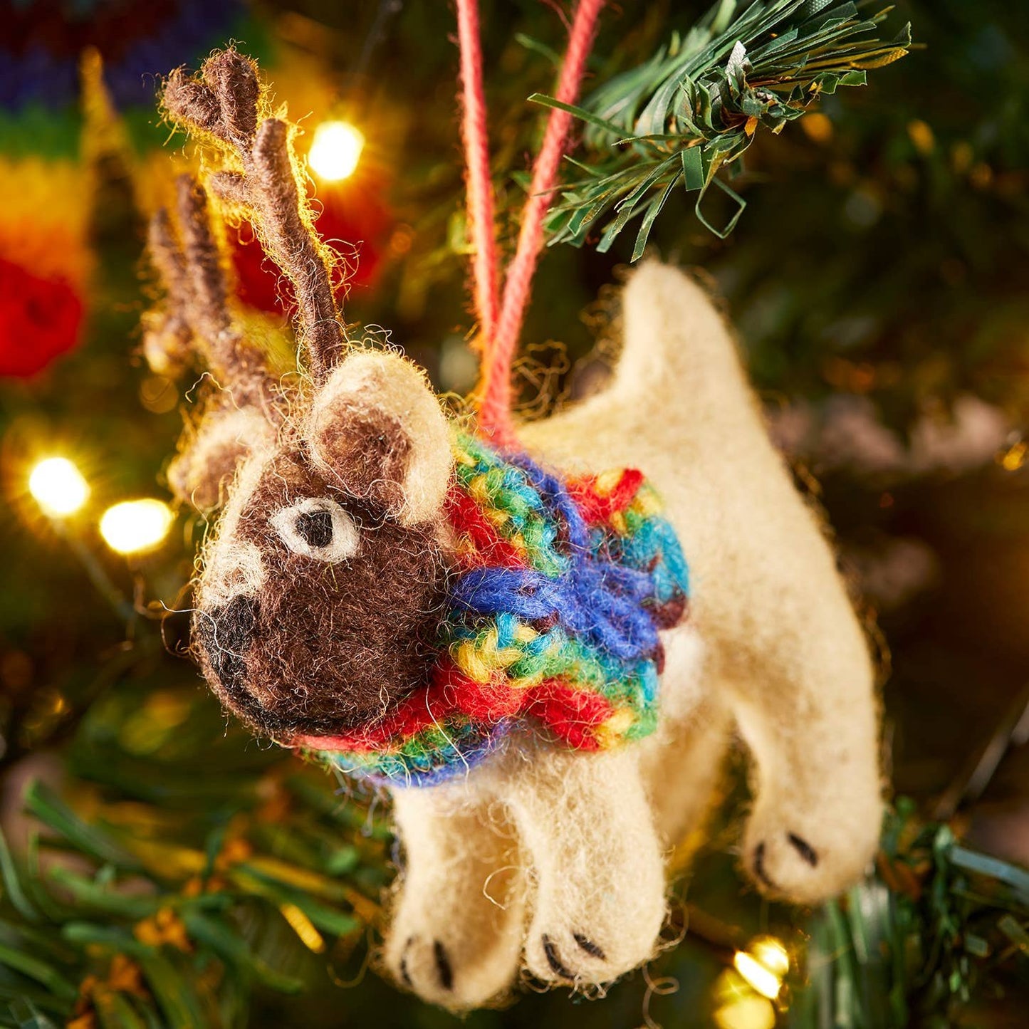 handmade felt pug with antlers decoration