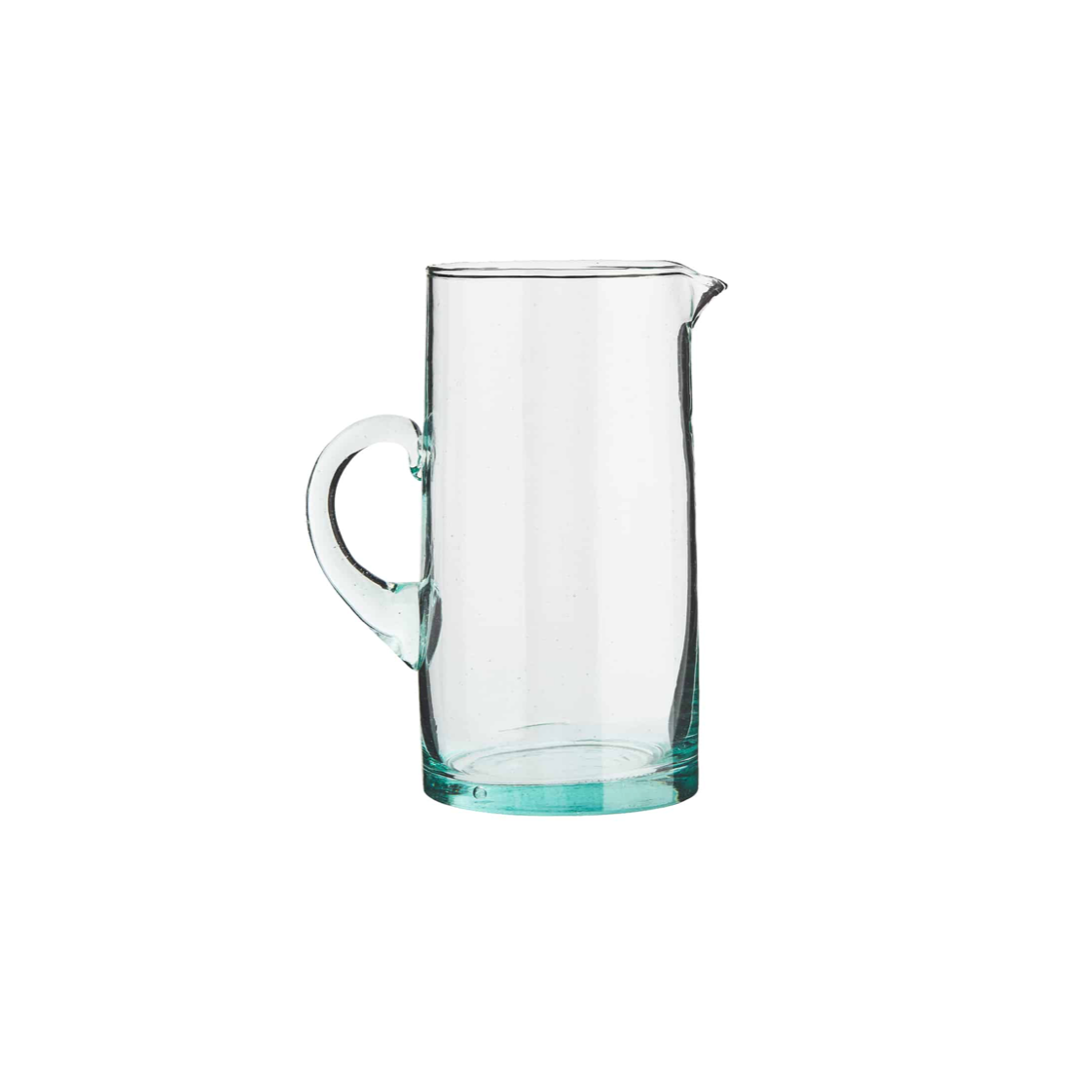 clear glass jug with handle