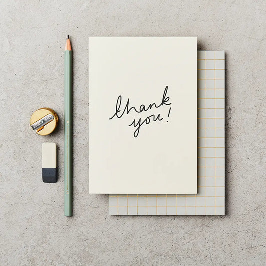 thank you greeting card in handwritten style