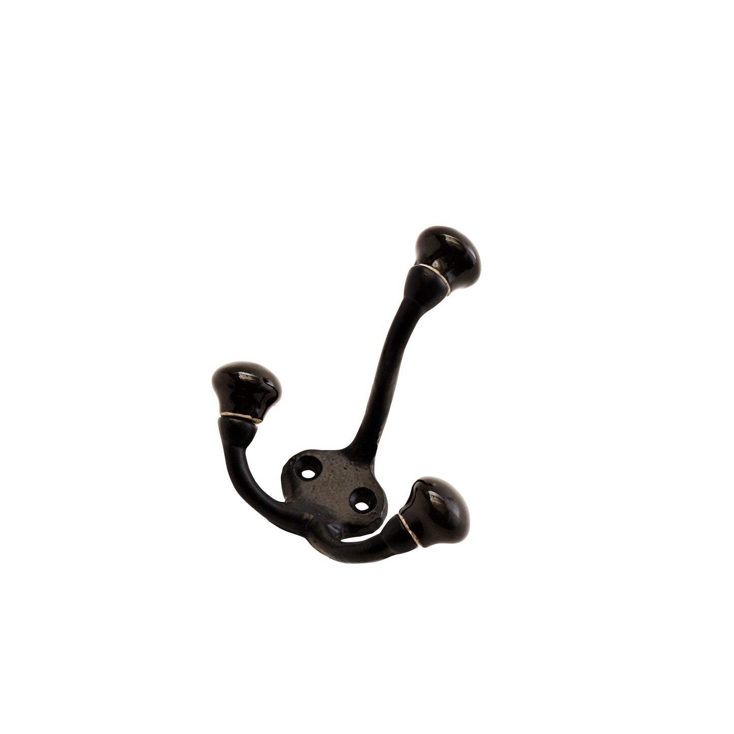 black iron door hook with black stoneware tops