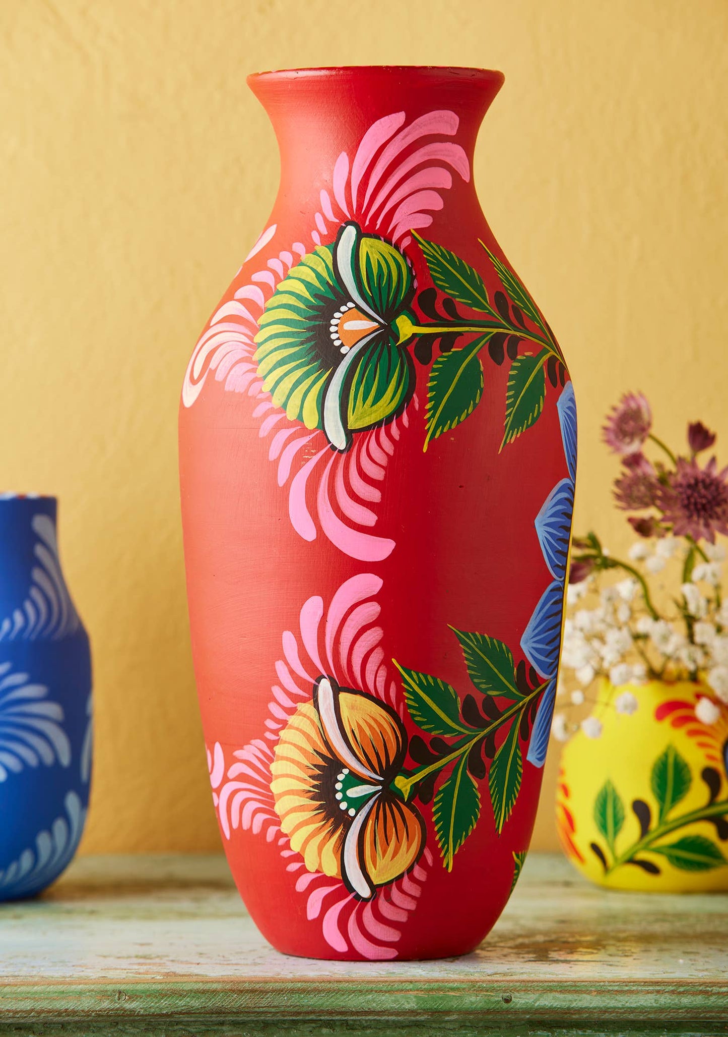 handpainted terracotta sunflower vase