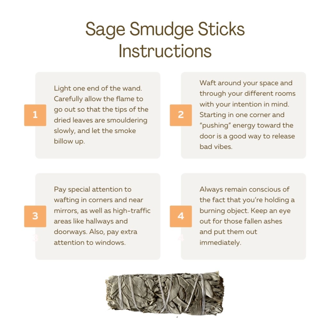Instructions for how to use a sage smudge stick