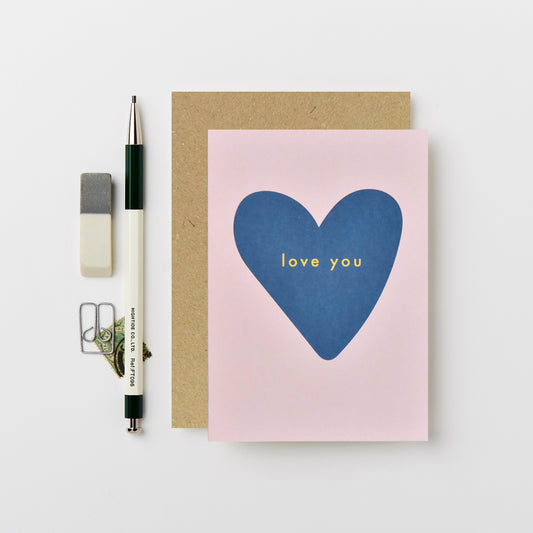 blue heart love you greeting card