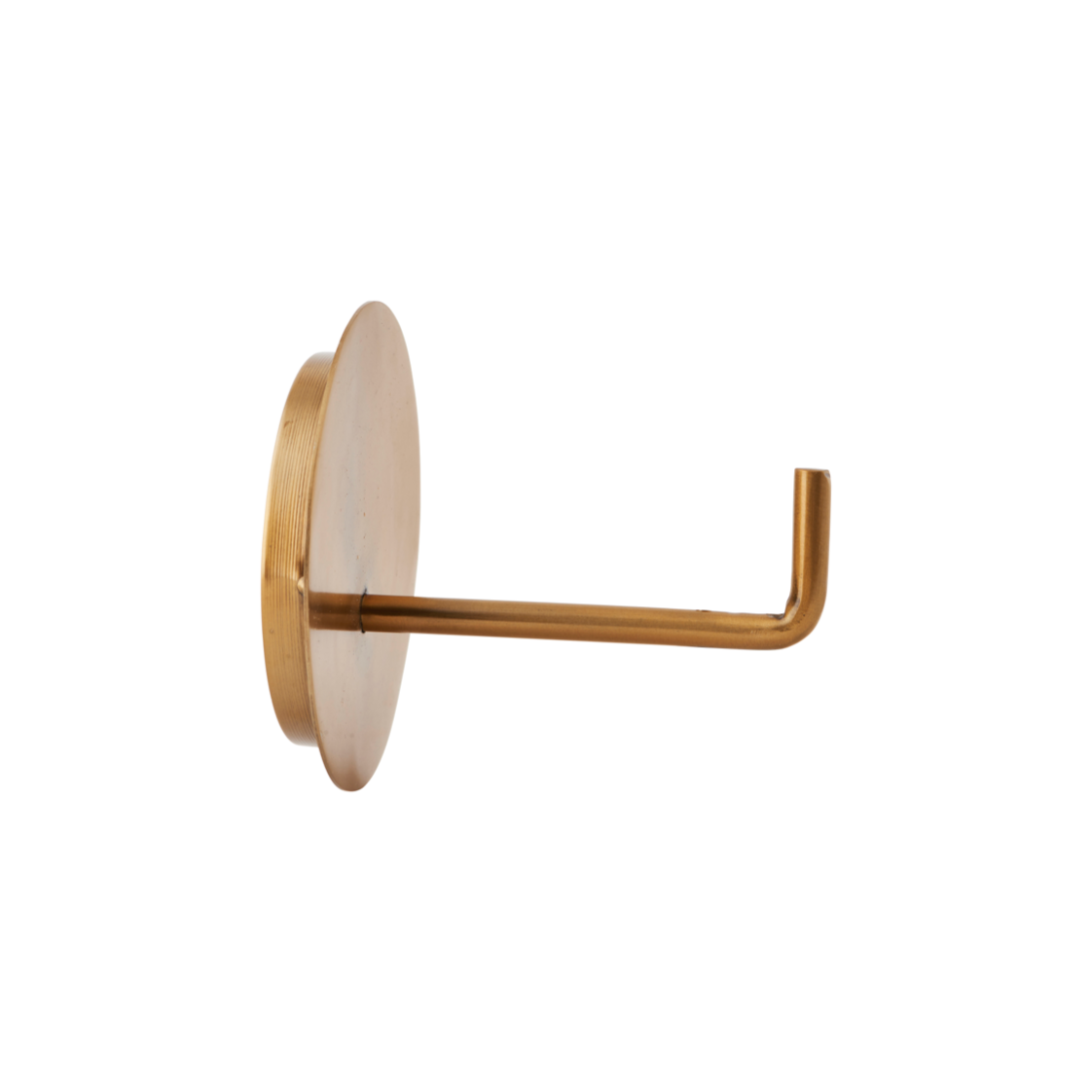 modern toilet roll holder made from iron, with a brass finish
