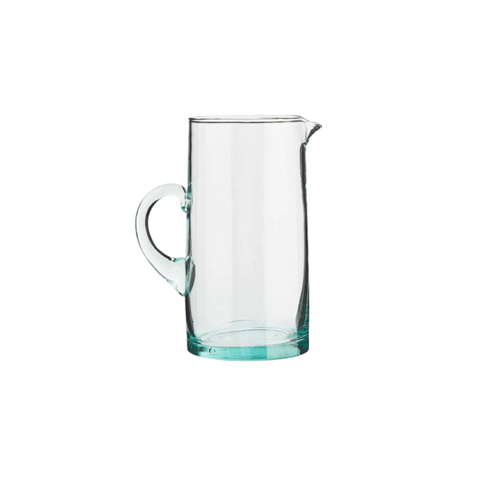 clear glass jug with handle