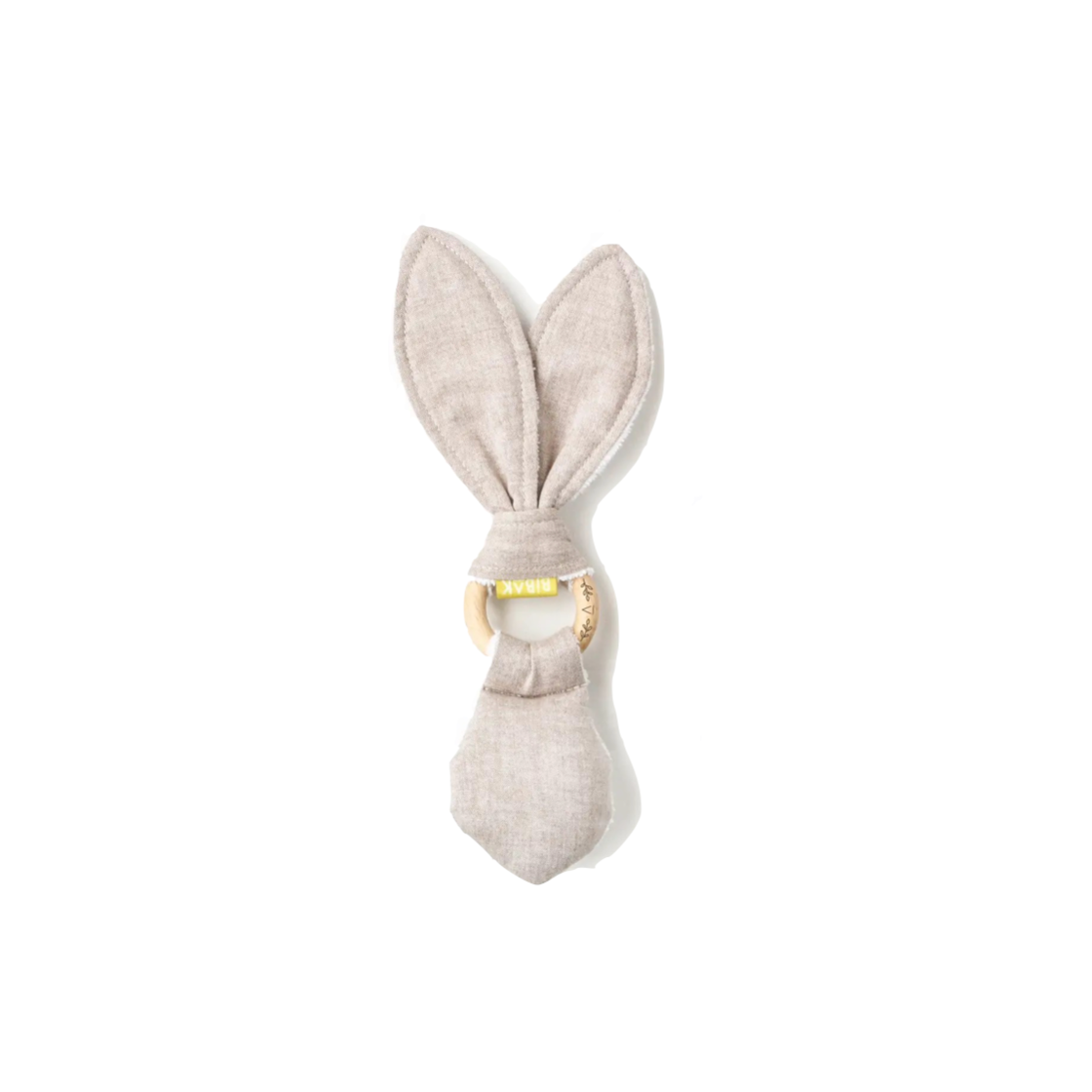 greige bunny rabbit rattle/teether
