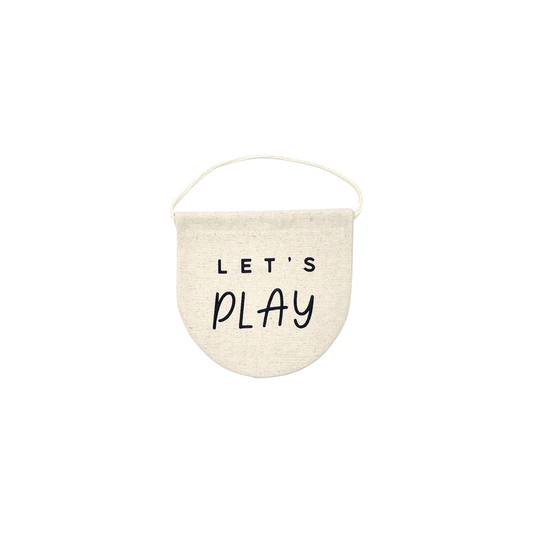 cream banner with text saying 'let's play'